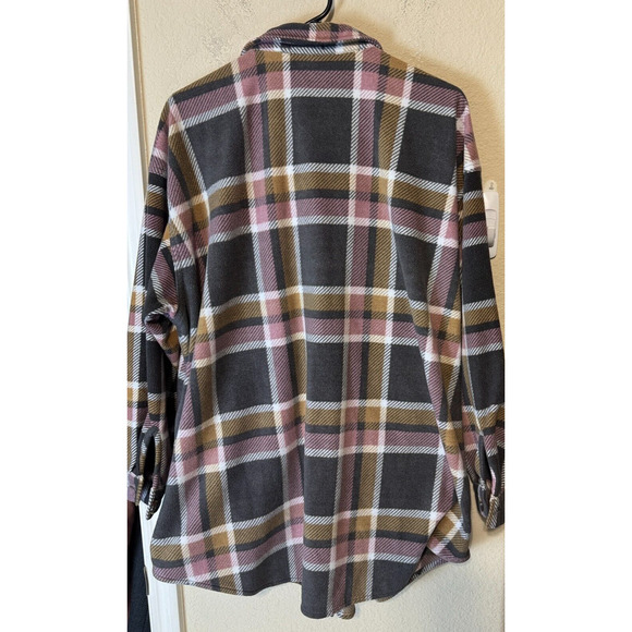 Maurice’s Fleece Plaid button down Shacket shirt jacket 2X oversized boyfriend - Picture 5 of 6